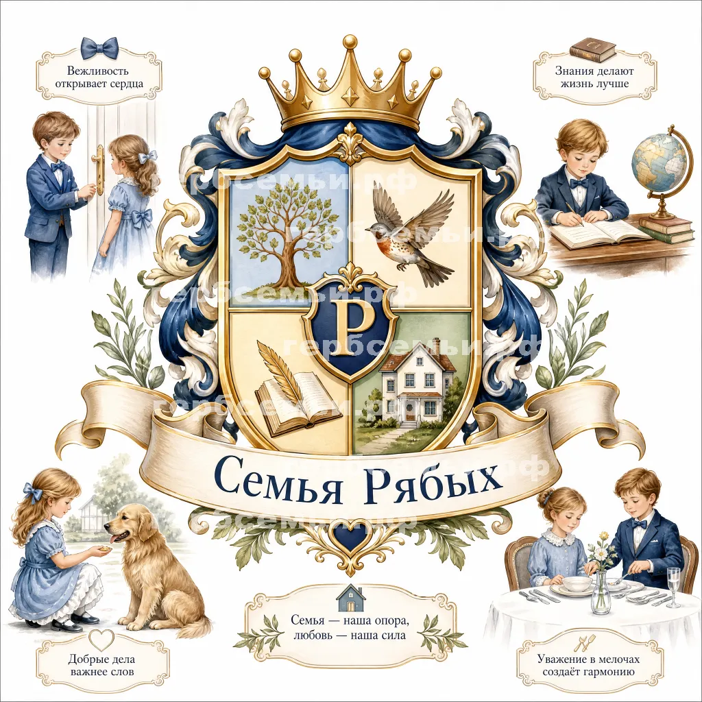 Герб семьи Создать герб на красивом фоне детского этикета #42162