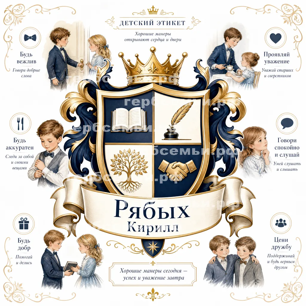 Герб семьи Создать герб на красивом фоне детского этикета #42170