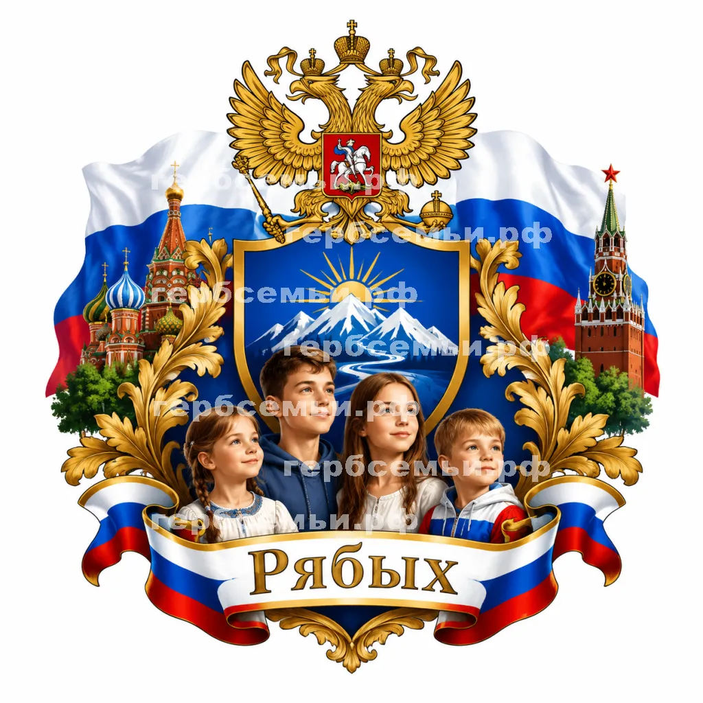 Герб семьи Создать герб на фоне России и российских детей #42213