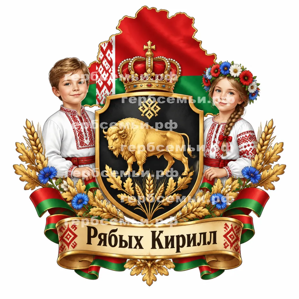 Герб семьи Созждать герб на фоне Белоруссии и белорусских детей #42217