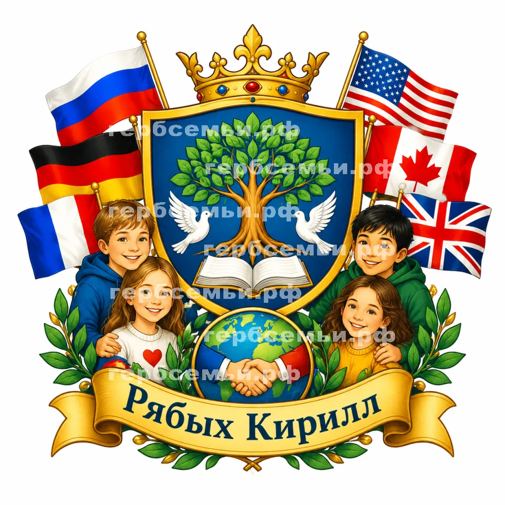 Герб семьи Созждать герб на фоне дружественных стран и детей #42221
