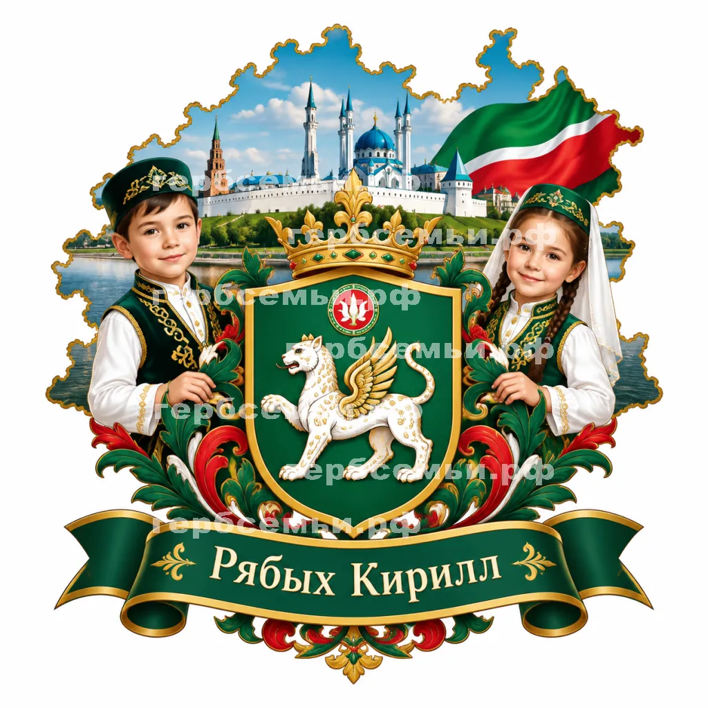 Герб семьи Создать герб на фоне Татарстана и татарских детей #42224