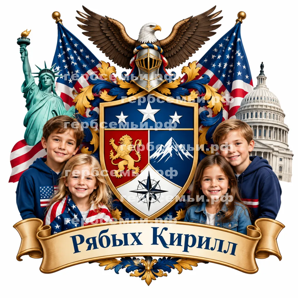 Герб семьи Создать герб на фоне США и американских детей #42225