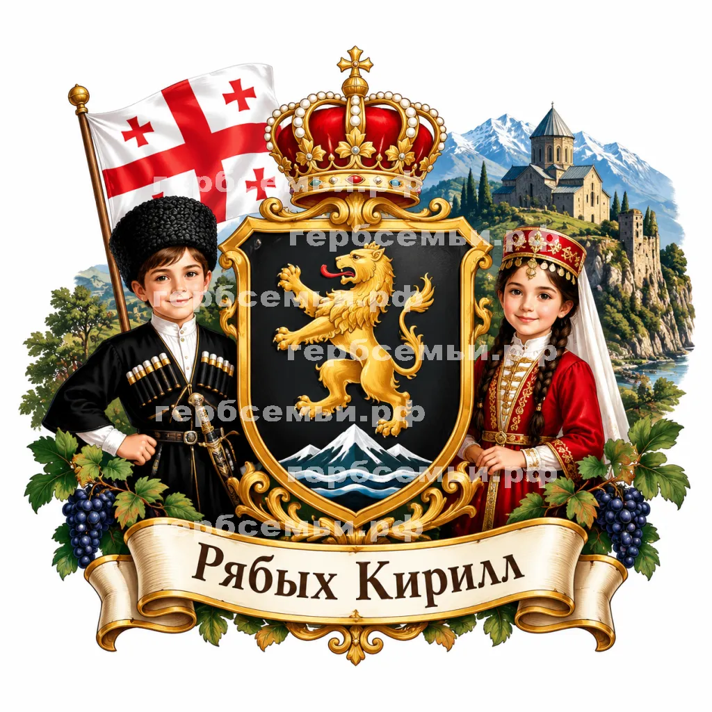 Герб семьи Создать герб на фоне Грузии и грузинских детей #42229
