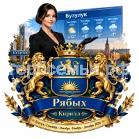 Гербы семьи Создать герб на фоне девушки ведущей прогроноза погоды в чёрных кожаных перчатках в городе Бузулуке сентябрь, октябрь, ноябрь и декабрь 2026 год