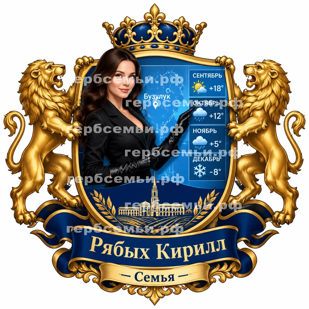 Герб семьи Создать герб на фоне девушки ведущей прогроноза погоды города Бузулука сентябрь, октябрь ноябрь и декабрь в чёрных кожаных перчатках #42277