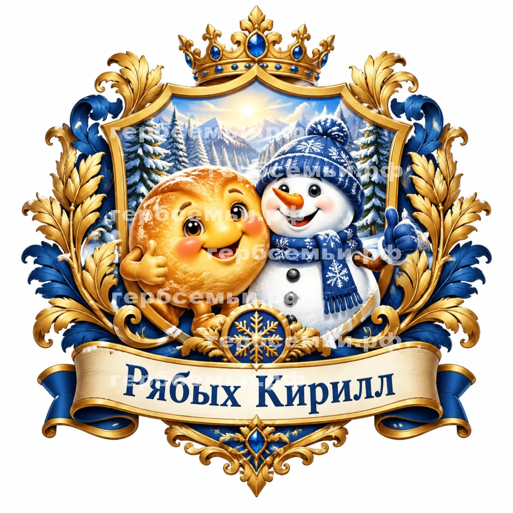 Герб семьи Создать греб на красивом фоне колобка и снеговика #42345