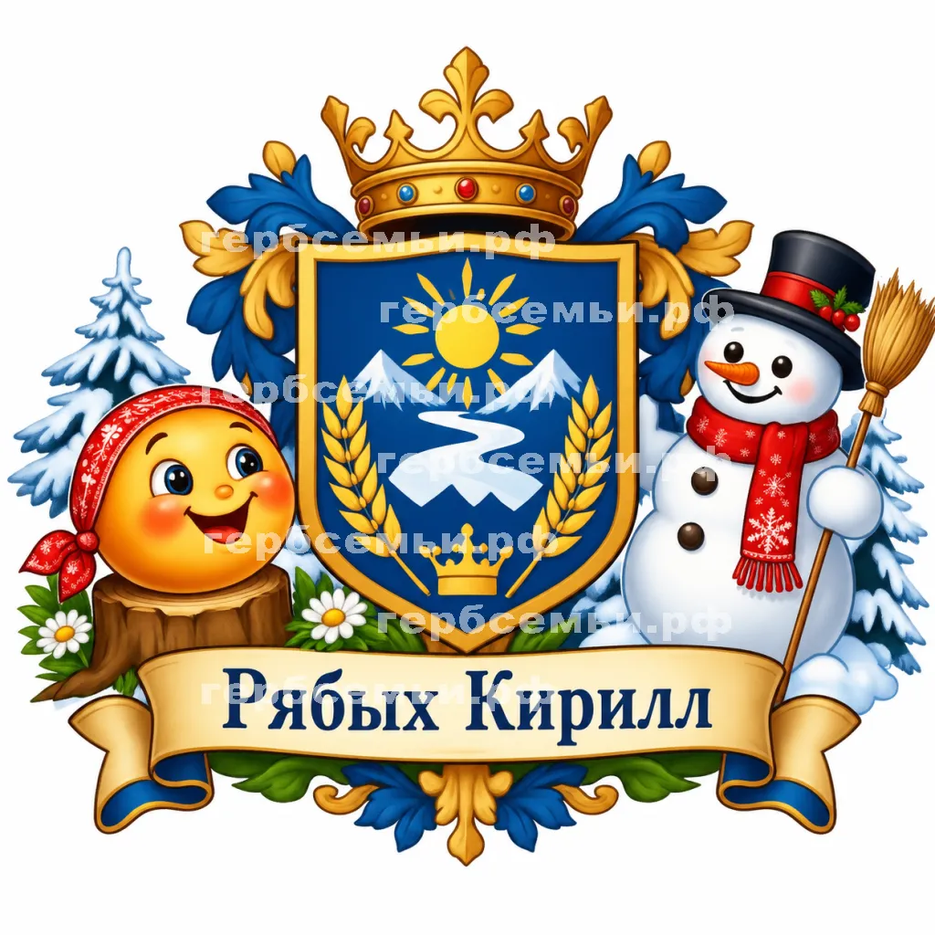Герб семьи Создать герб на фоне русских персонажей колобка и снеговика #42348