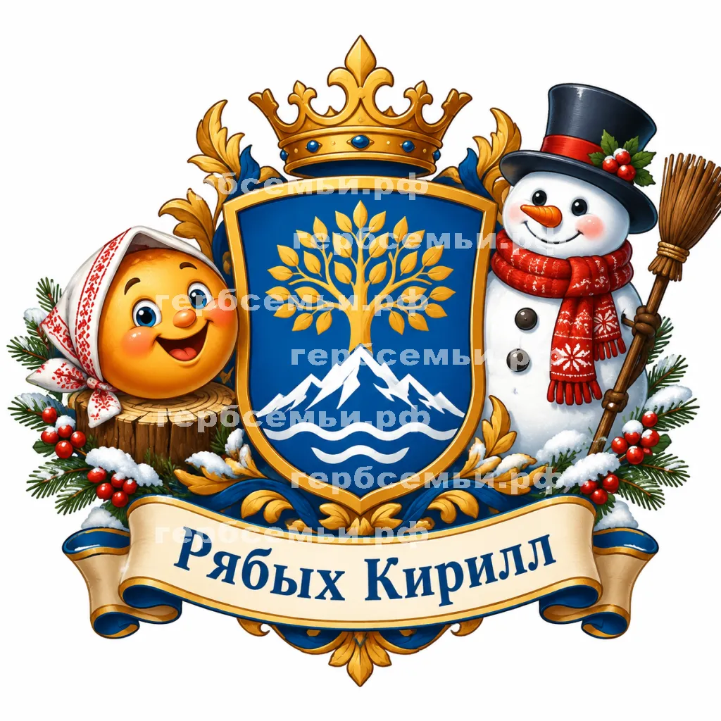 Герб семьи Создать герб на фоне русских персонажей колобка и снеговика #42349