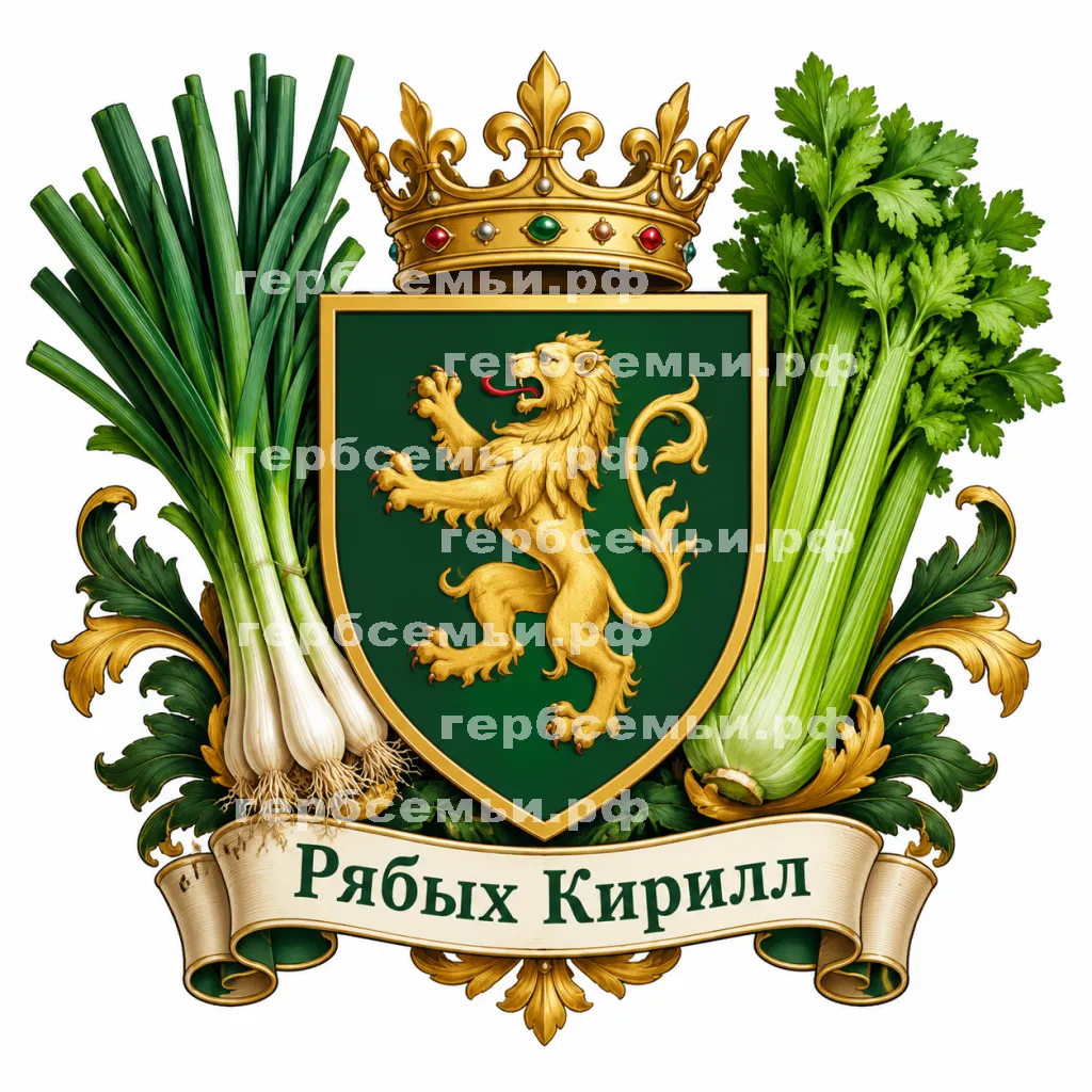 Герб семьи Создать герб на красивом фоне лука солата и сердерея #42352