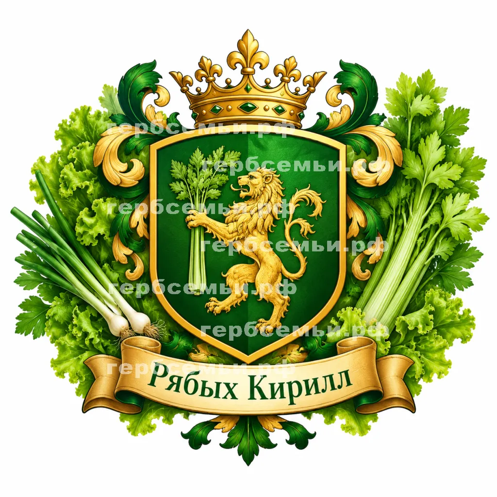 Герб семьи Создать герб на красивом фоне лука салата и сердерея #42374