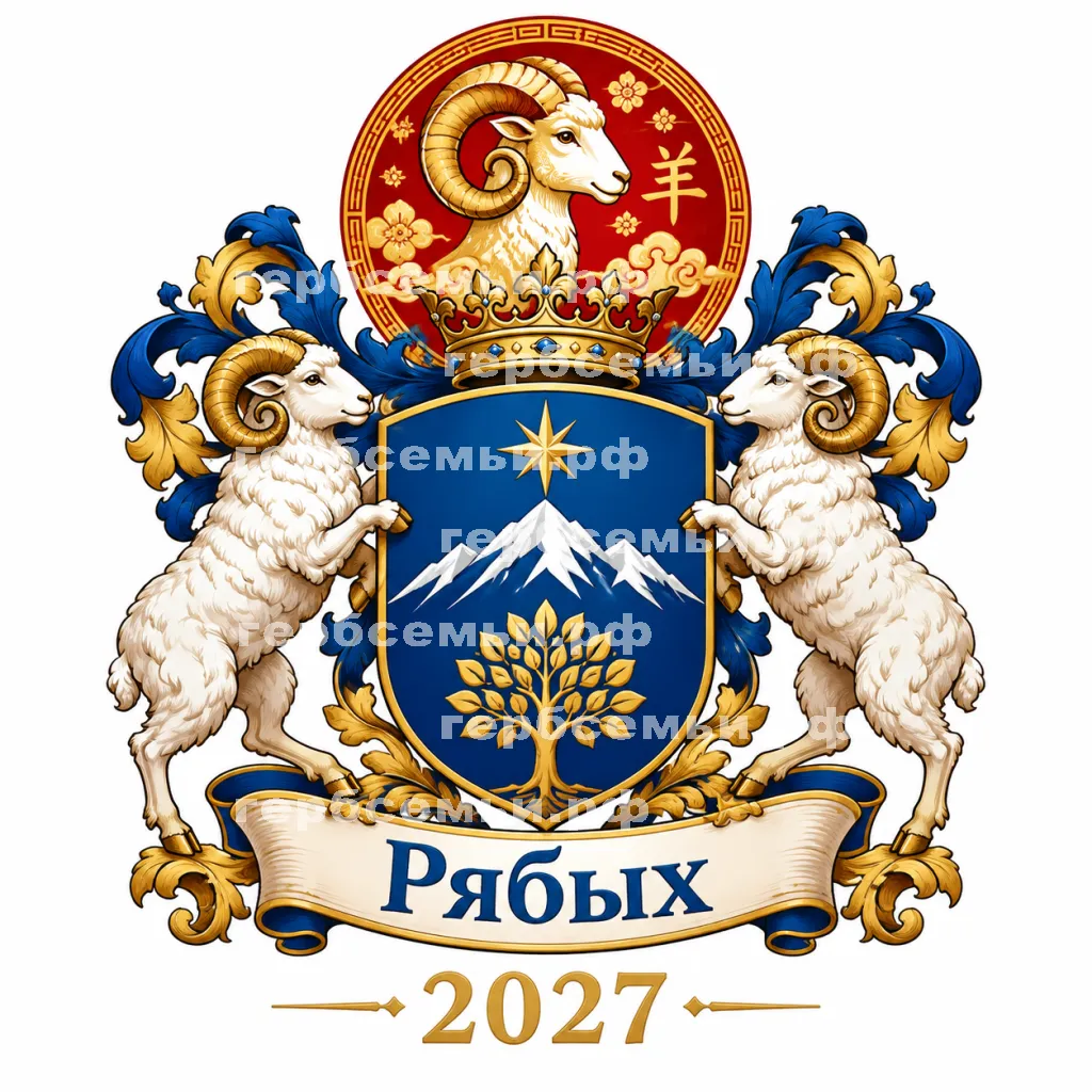 Герб семьи Создать герб на фоне года Козы или Овцы 2027 год #42391