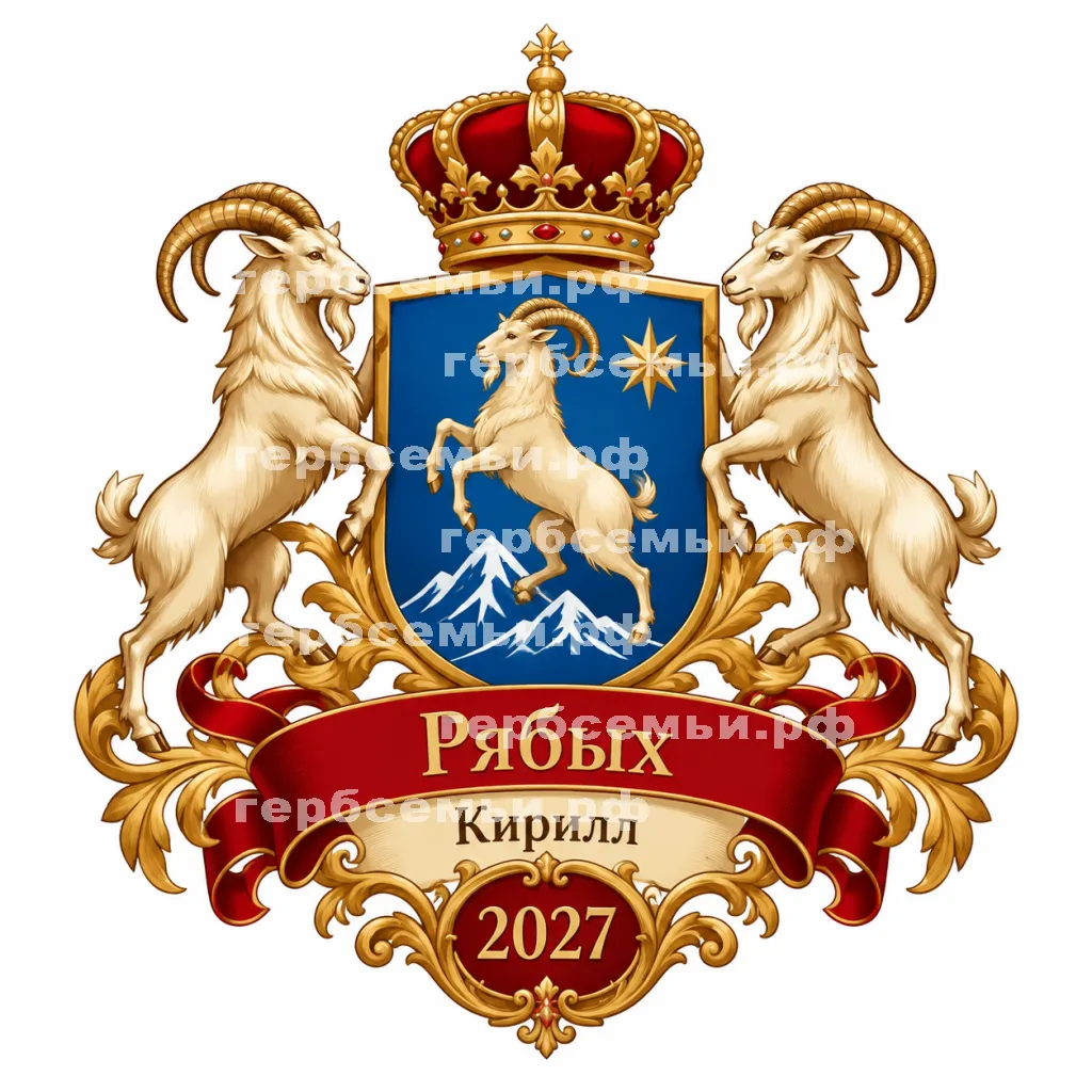 Герб семьи Создать герб на фоне года Козы 2027 год #42392