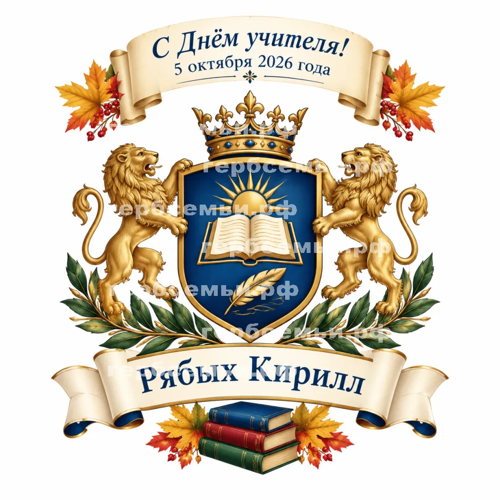 Герб семьи Создать герб на красивом фоне дня учителя 5 октября 2026 год #42399