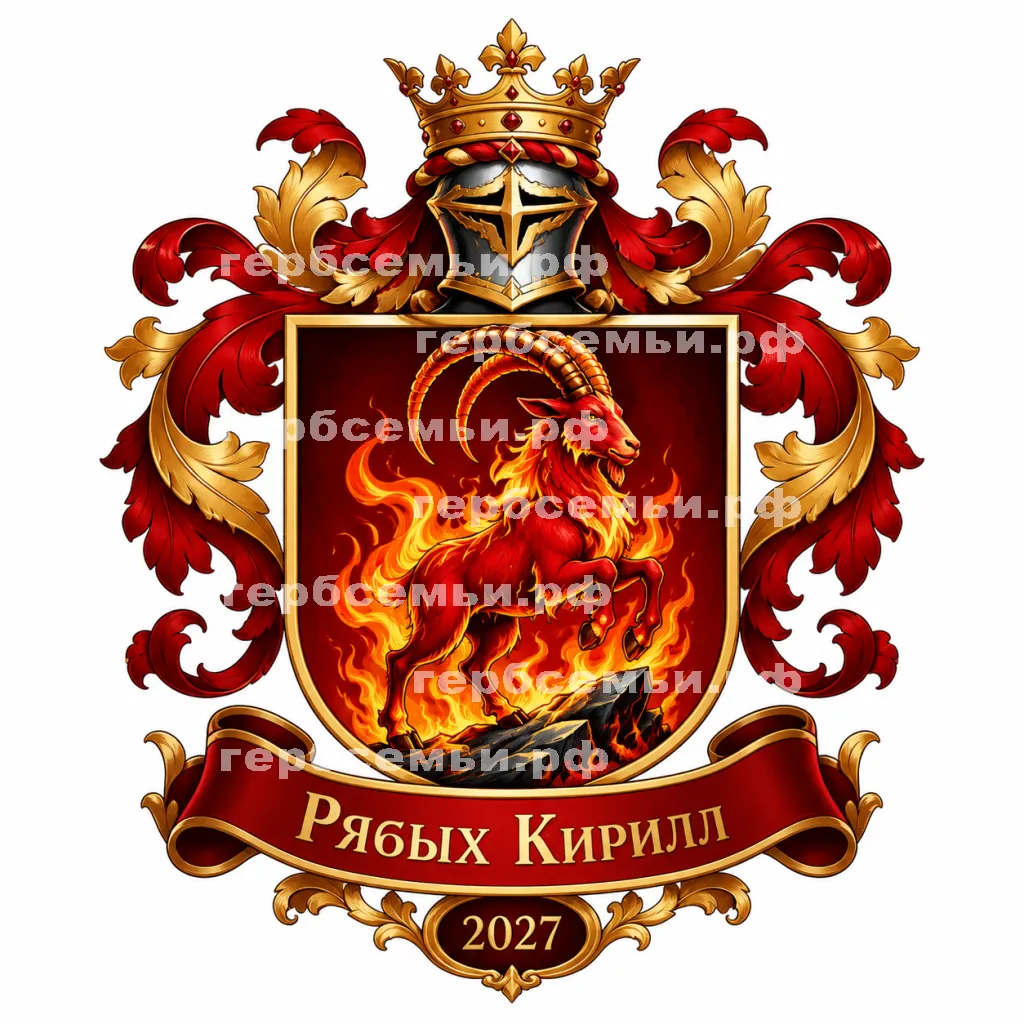 Герб семьи Создать герб 2027 год красной огненной козы #42427
