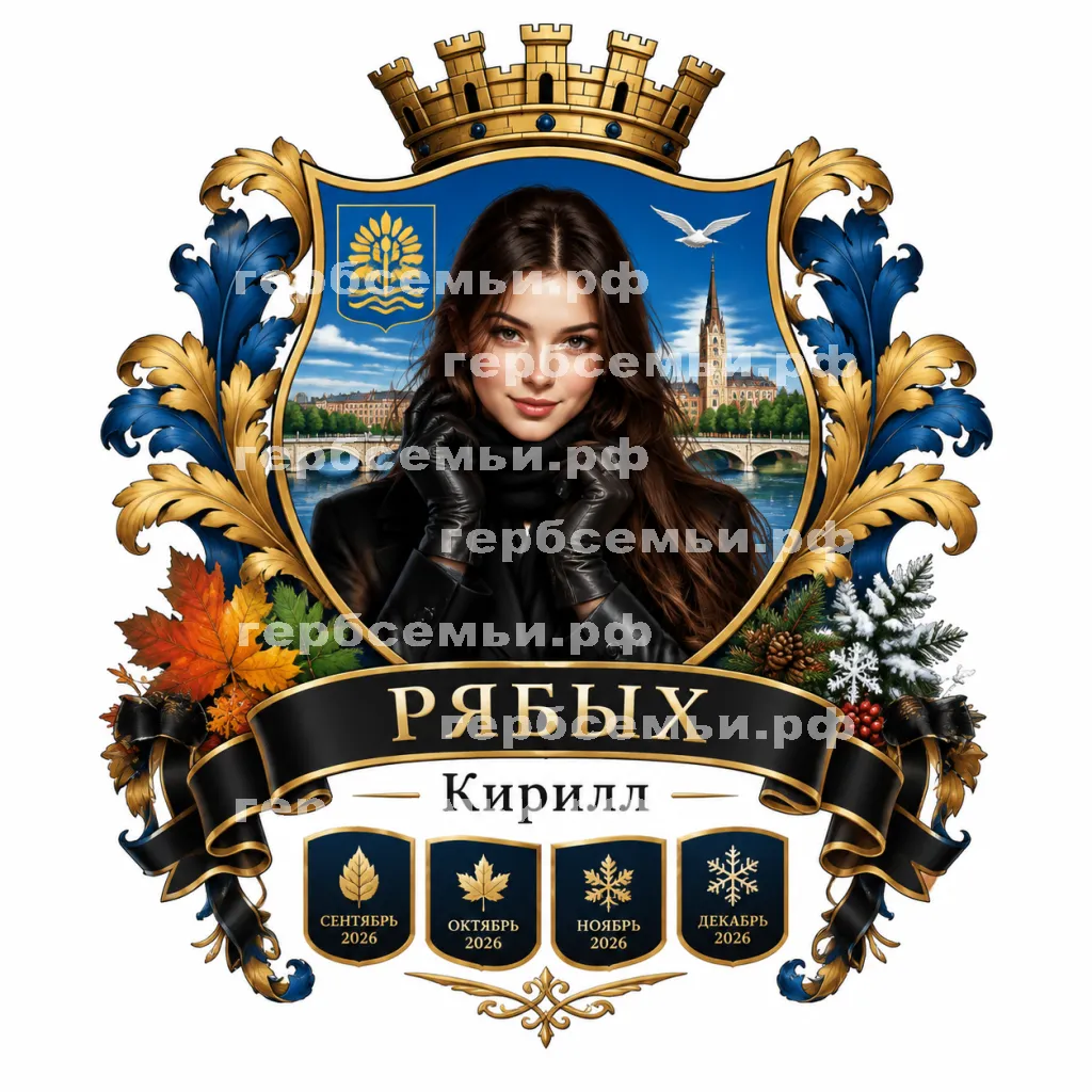 Герб семьи Создать герб города Бузулука и девушки бузулучанки сентябрь, октябрь, ноябрь и декабрь 2026 год в черных кожаных перчатках #42428