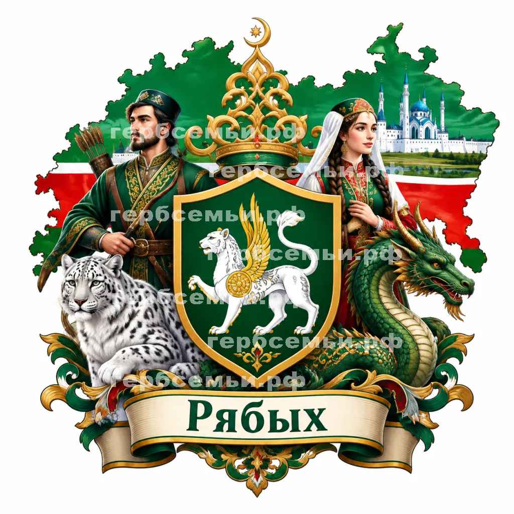 Герб семьи Создать герб на фоне республики Татарстан и персонажей татарских сказок #42441