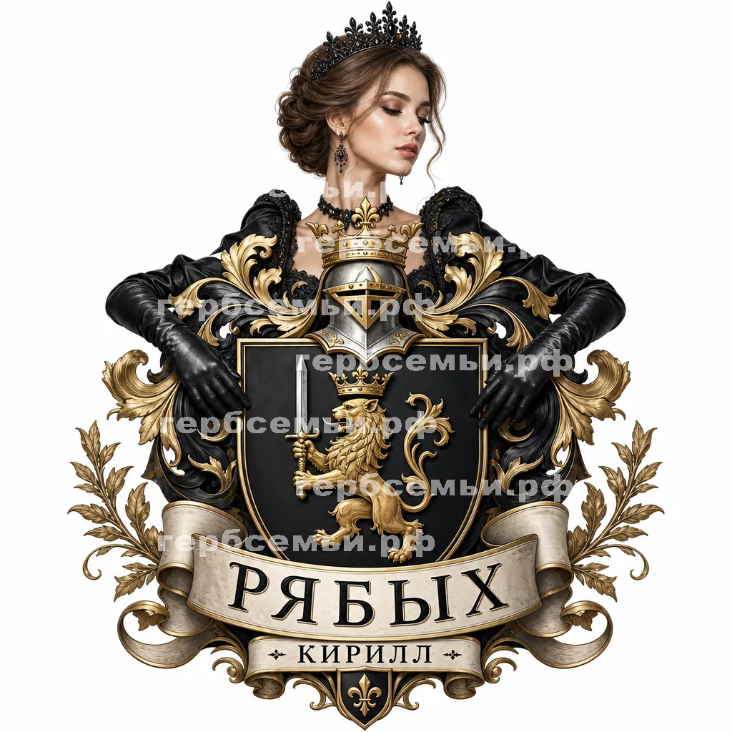 Герб семьи Создать герб на фоне принцессы в чёрных кожаных перчатках #42460
