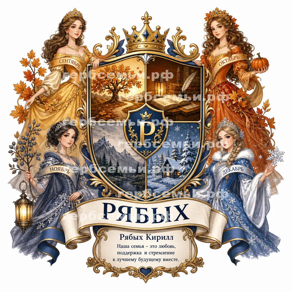 Герб семьи Создать герб на фоне принцессы сентябрь, октябрь, ноябрь и декабрь 2026 год #42462