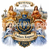 Гербы семьи Создать герб на фоне города Бузулука и принцессы сентябрь, октябрь, ноябрь и декабрь 2026 год. Бузулук был основан в 1736 году исполнилость 290 лет