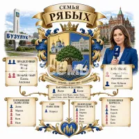 Гербы семьи Создать герб семьи на фоне города Бузулука и девушки корреспондента ОРТ