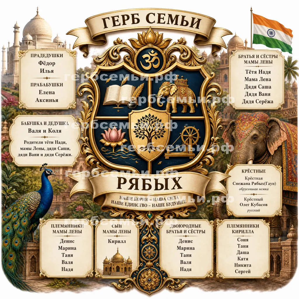 Герб семьи Создать герб семьи на фоне Индии #42492