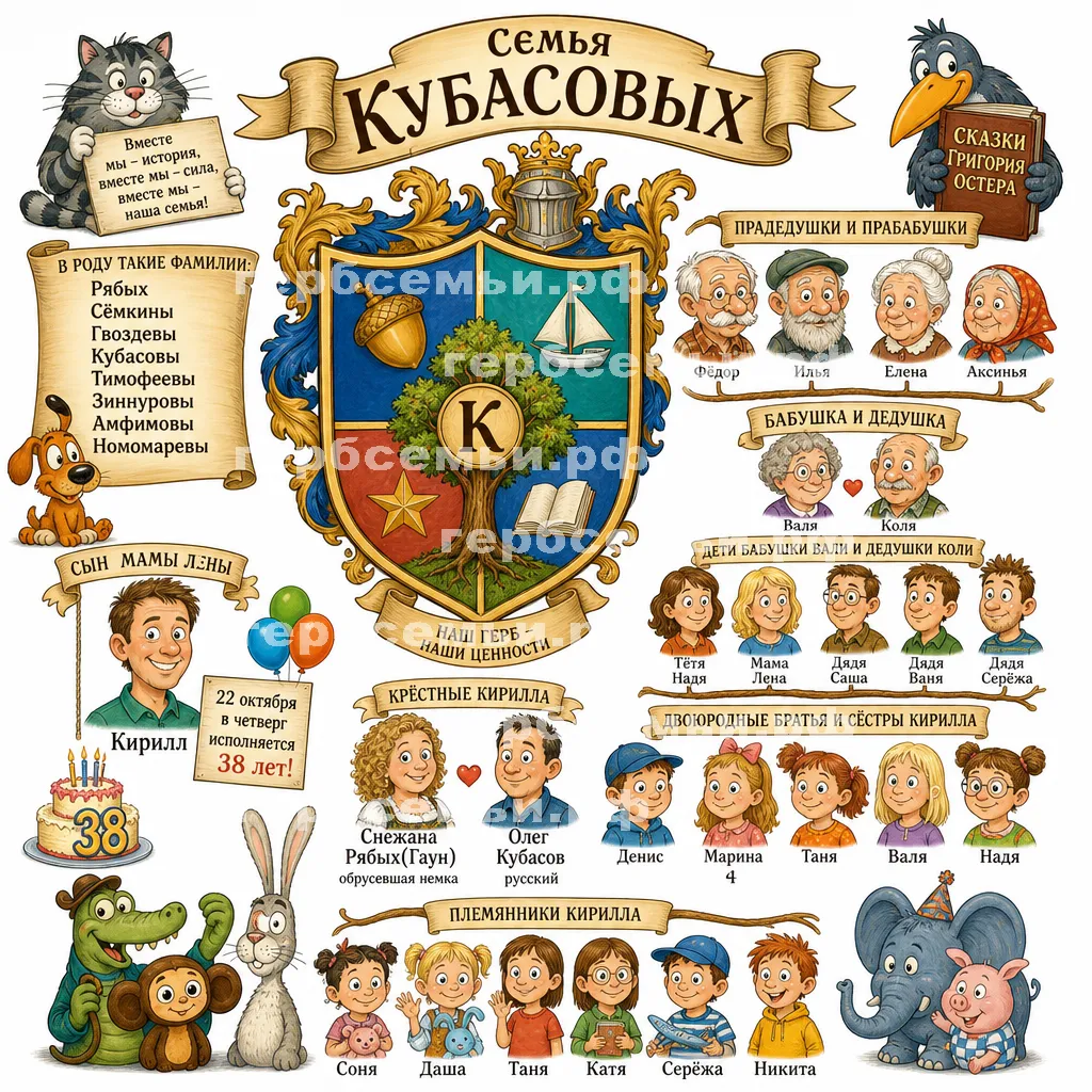 Герб семьи Создать герб семьи на фоне сказок Григория Остера #42537