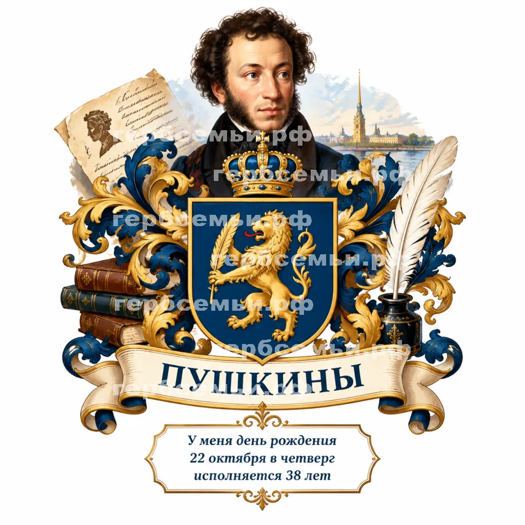 Герб семьи На фоне Александра Сергеевича Пушкина #42559