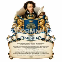 Герб семьи Создать герб на фоне Александра Сергеевича Пушкина