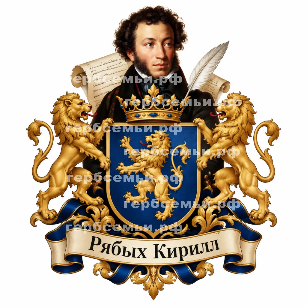 Герб семьи Создать герб на фоне Александра Сергеевича Пушкина #42560