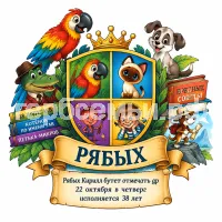 Герб семьи Создать герб на фоне сказок Григория Остера 38 попугаев, котёнок по имени гав, петька-микроб, вредные советы и приключения Пифа