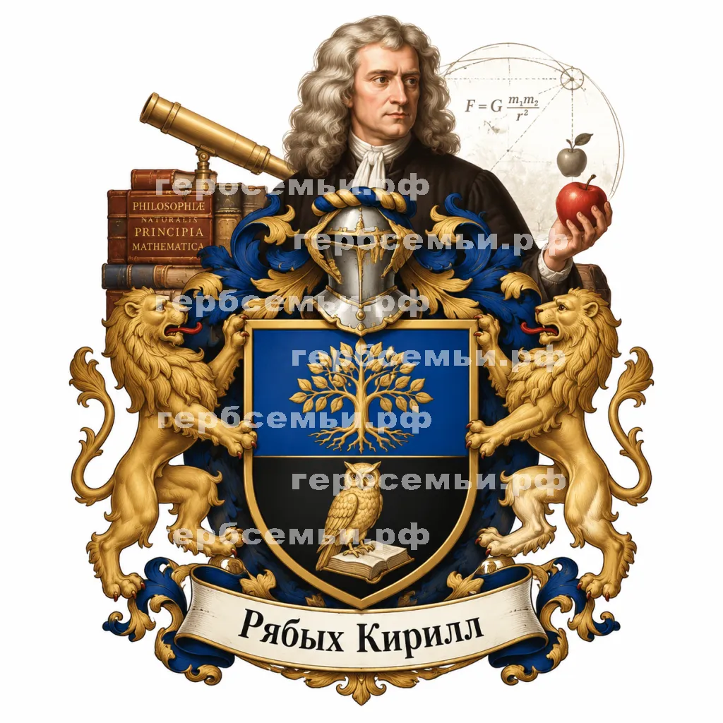 Герб семьи Создать герб на фоне Исаака Ньютона #42606