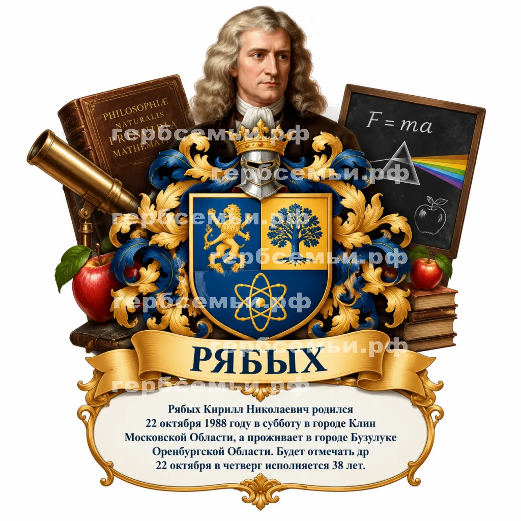 Герб семьи Создать герб на фоне Исаака Ньютона #42607