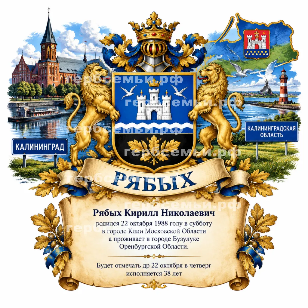 Герб семьи Создать герб на фоне Калининграда и Калиградской Области и хомленов #42608