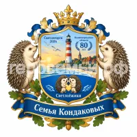 Герб семьи Создать герб на фоне Светлогорска 2026 Калининской Области 80 лет и Светлоёжики