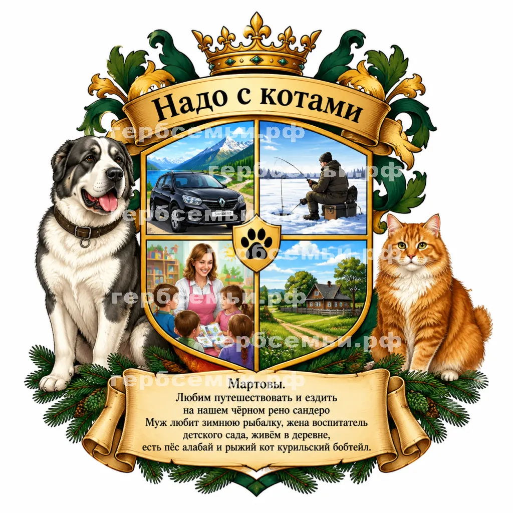 Герб семьи Надо с котами #42690