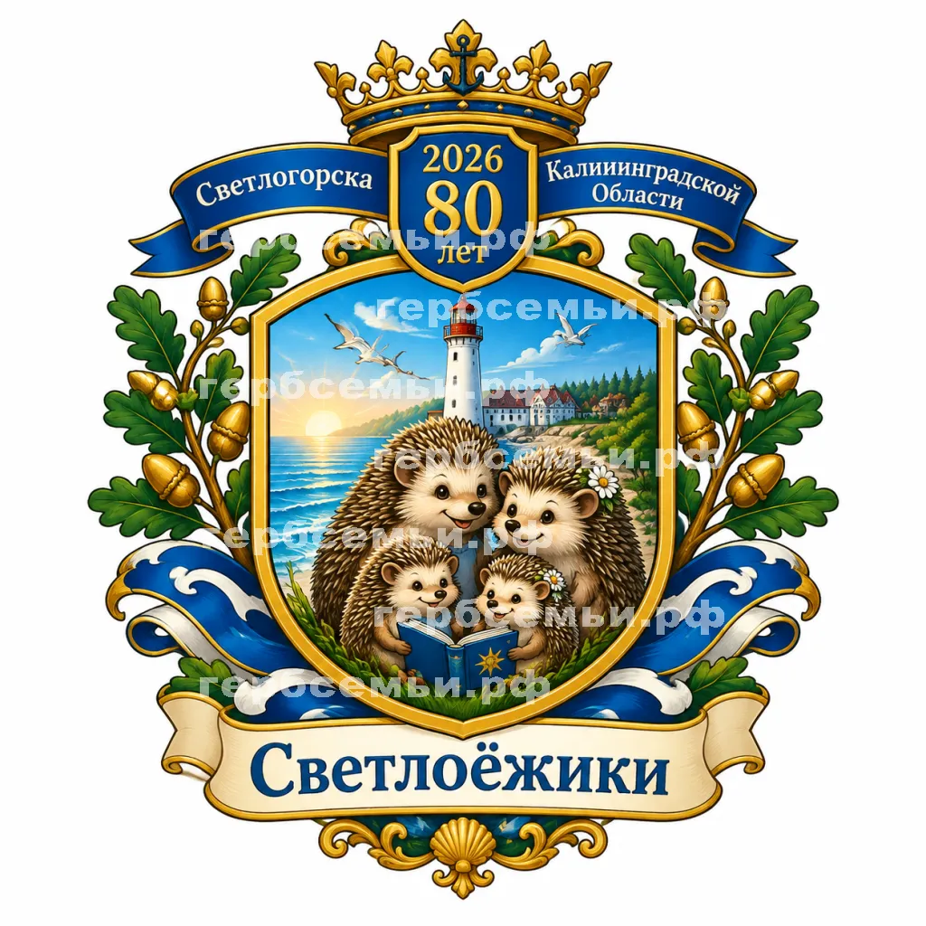 Герб семьи Создать герб на Светлогорска 2026 Каленградской Области 80 лет и Светлоёжики сказки #42710