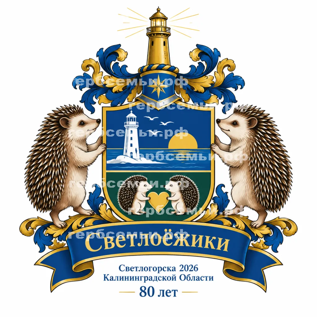 Герб семьи Создать герб на Светлогорска 2026 Каленградской Области 80 лет и Светлоёжики #42713