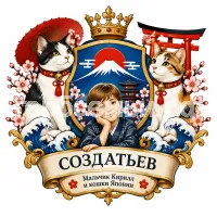Герб семьи Создать герб на фоне кошек Японии