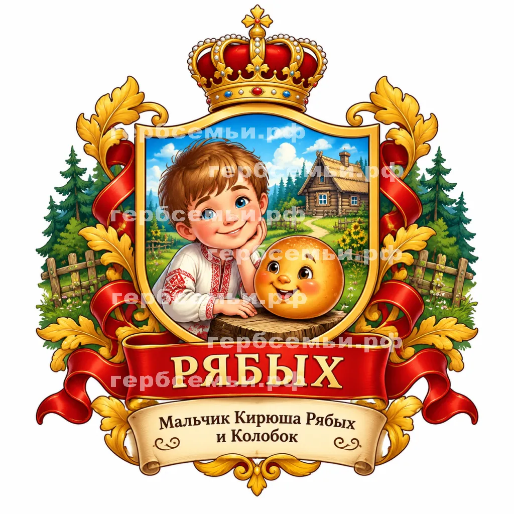 Герб семьи Создать герб ина фоне русской народной сказки Колобок #42773