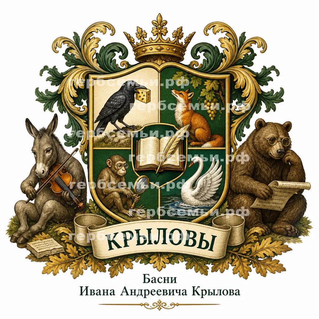 Герб семьи Создать герб на фоне басен Ивана Андреевича Крылова #42798