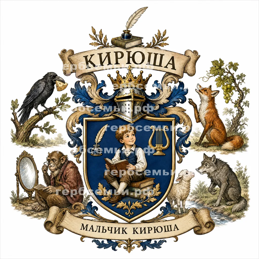 Герб семьи Создать герб на фоне басен Ивана Андреевича Крылова #42803