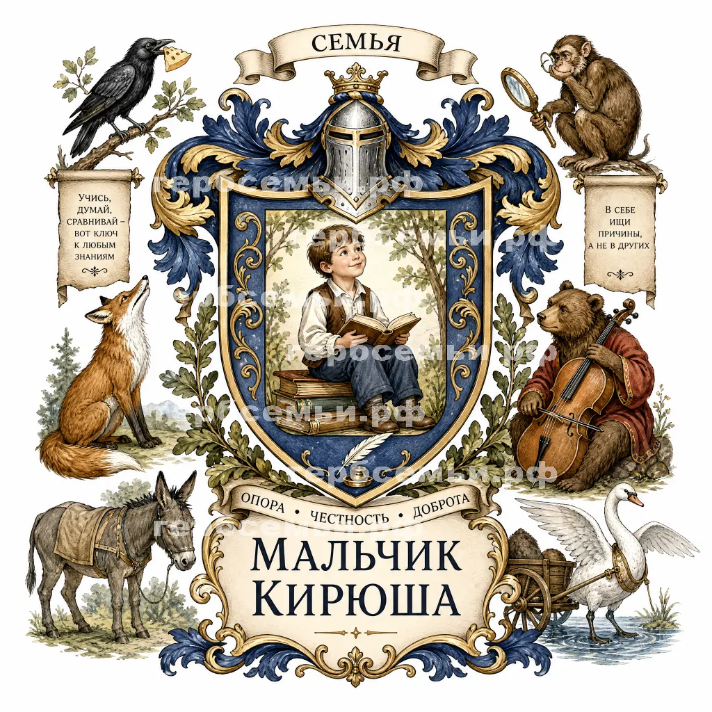 Герб семьи Создать герб на фоне басен Ивана Андреевича Крылова #42804