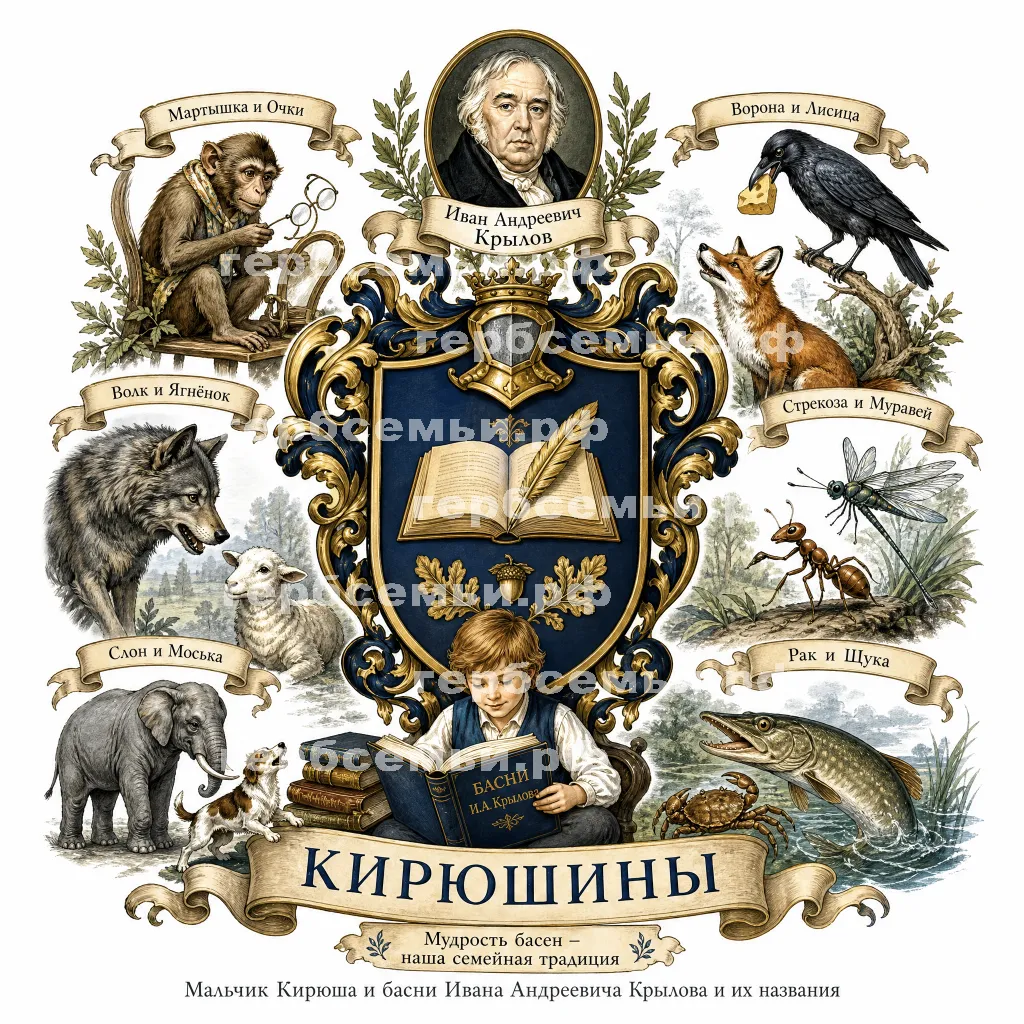 Герб семьи Создать герб на фоне басен Ивана Андреевича Крылова #42805