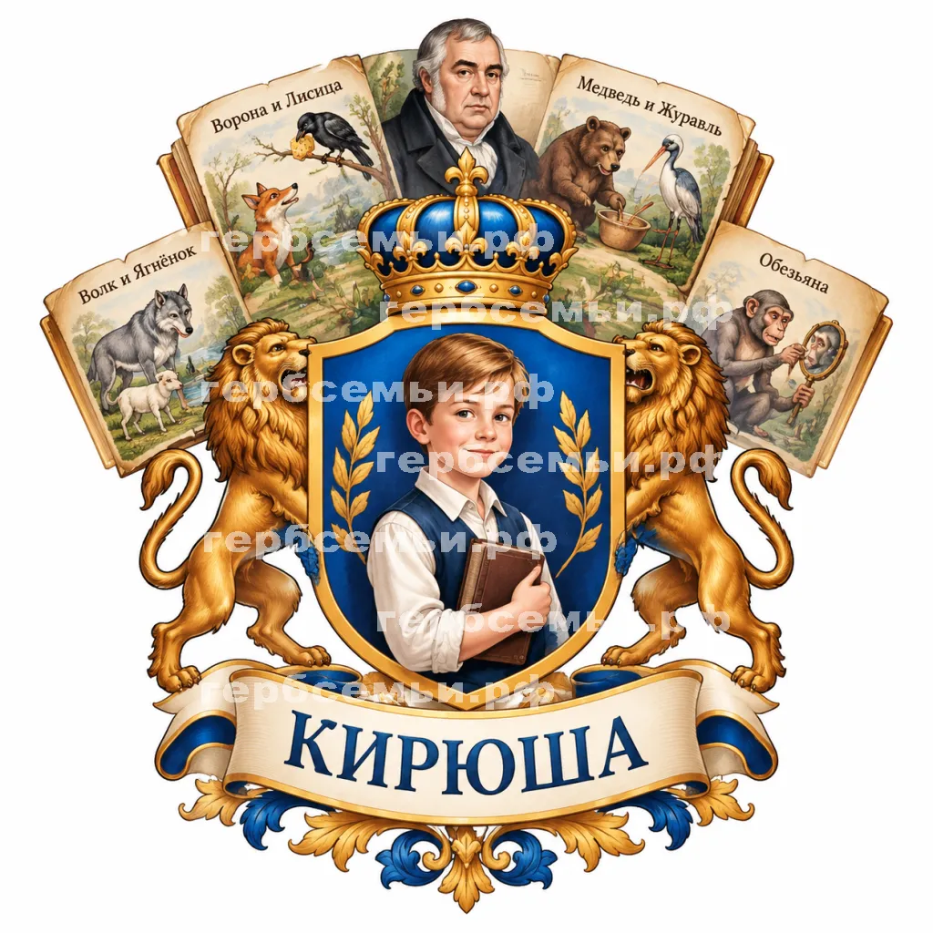 Герб семьи Создать герб на фоне басен Ивана Андреевича Крылова их названия #42809