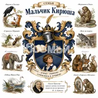 Герб семьи Создать герб на фоне басен Ивана Андреевича Крылова и их названия