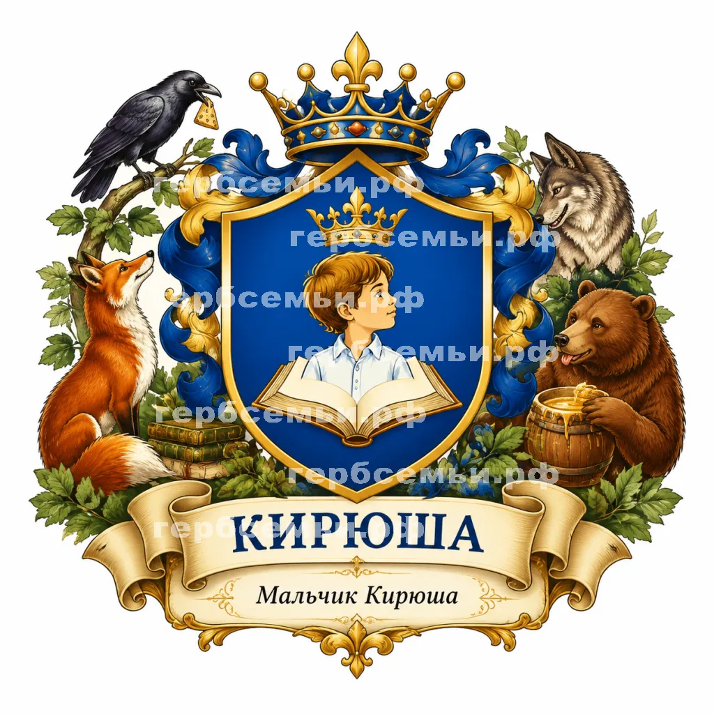 Герб семьи Создать герб на фоне басен Ивана Андреевича Крылова и названия #42823