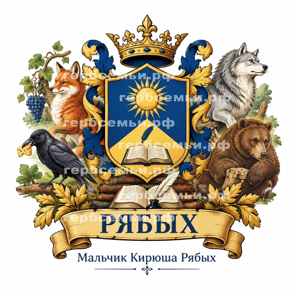 Герб семьи Создать герб на фоне басен Ивана Андреевича Крылова и названия #42830