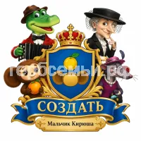 Герб семьи Создать герб на фоне Чебурашки, Крокодила Гены, старушки Шапокляк и крысы Ларисы Эдуарда Успенского