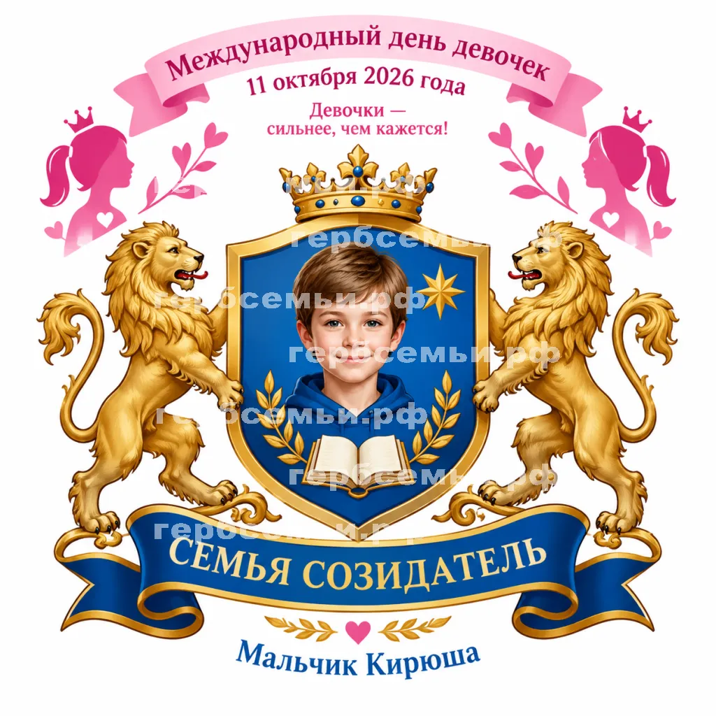 Герб семьи Создать герб на фоне международного дня девочек 11 октября 2026 год и девочек #42905
